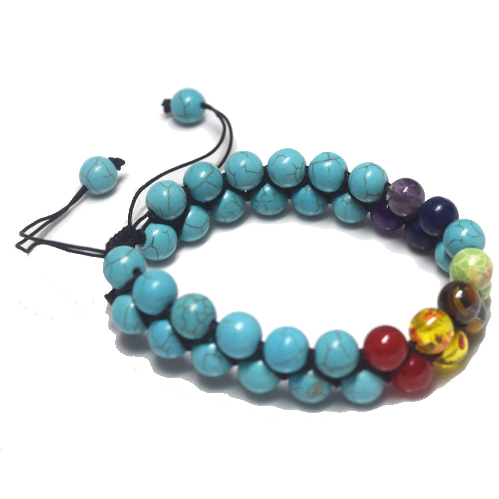 fashion trendy handmade natural tumble set healing 7 chakra stone beads beaded adjustable bracelet jewelry women