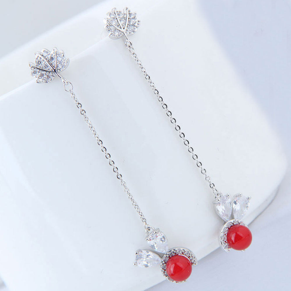 korea small cubic zirconia beads paving bunny rabbit dangle drop earrings cute jewelry women