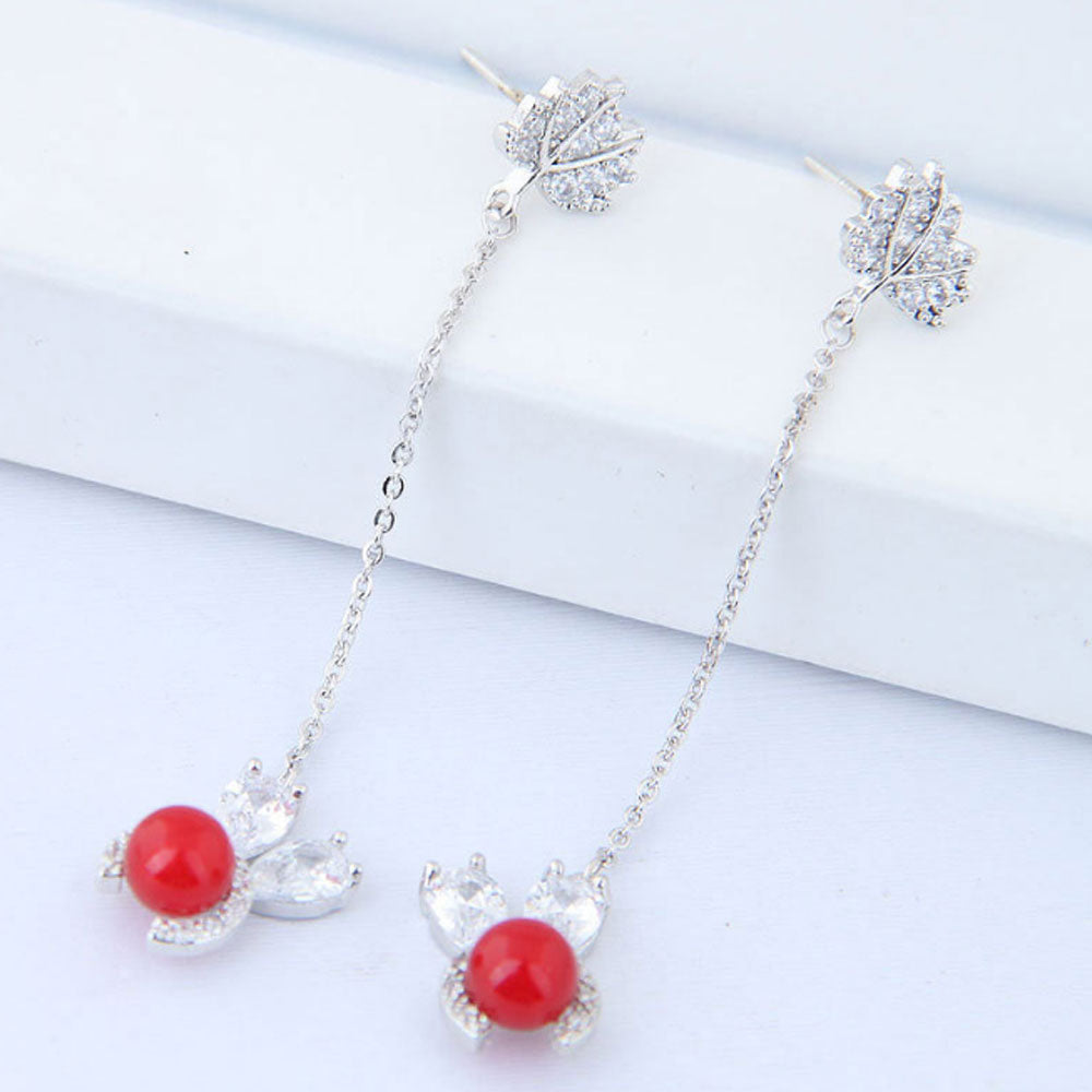 korea small cubic zirconia beads paving bunny rabbit dangle drop earrings cute jewelry women