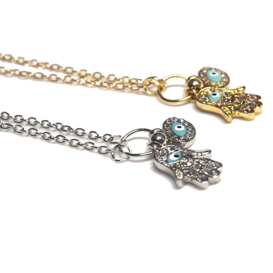brass alloy iced out fatima hand pendant necklace blue cheap price necklaces jewelry