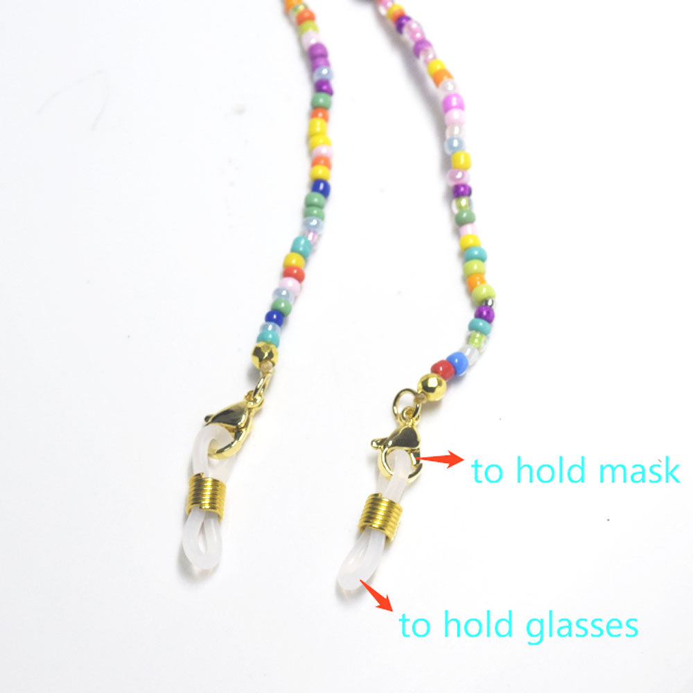 fashion boho glass seed beads beaded daisy flower charm rainbow glasses and m-ask face chain holder to avoid lose accessories