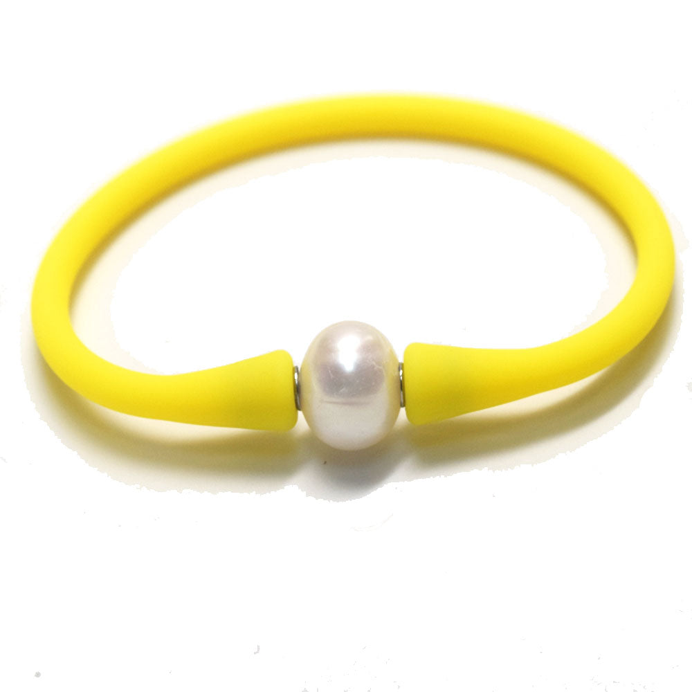 multi colors silicone wristband freshwater pearl bead charm silicone bracelets and necklaces jewelry