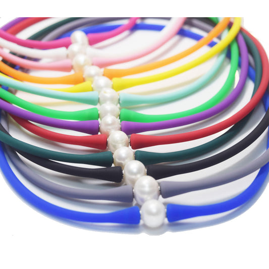multi colors silicone freshwater pearl bead charm silicone rubber necklaces jewelry necklaces for women 16 18 20 inches long