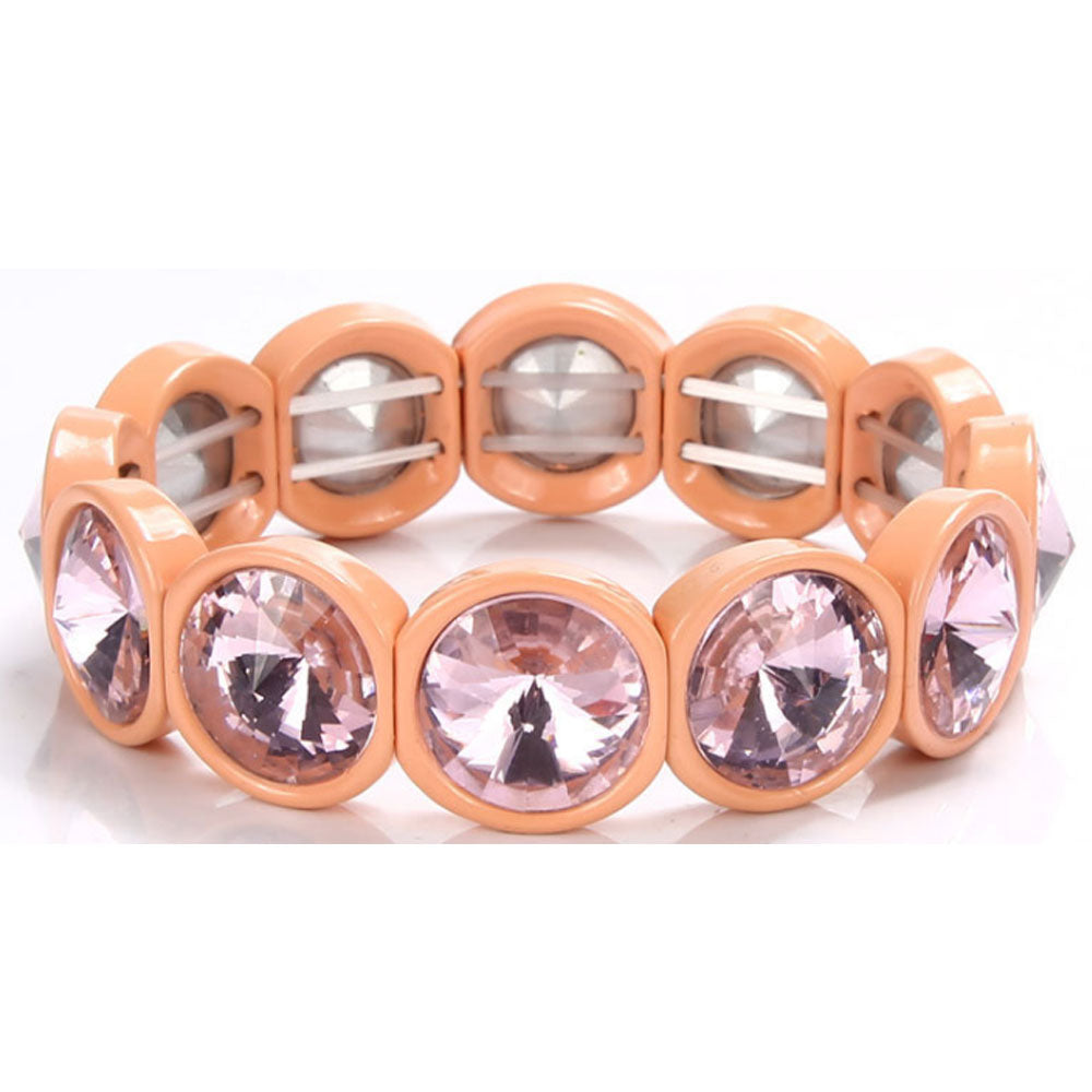 handmade women fashion elastic alloy enamel stretch rainbow metal glass tile bracelet adjustable jewelry