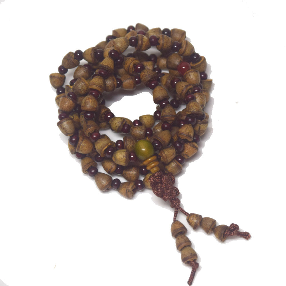 Handmade Jewelry natural bell bodisu mala prayer wooden beads Buddhist bead Wood Meditation Necklace Bracelet