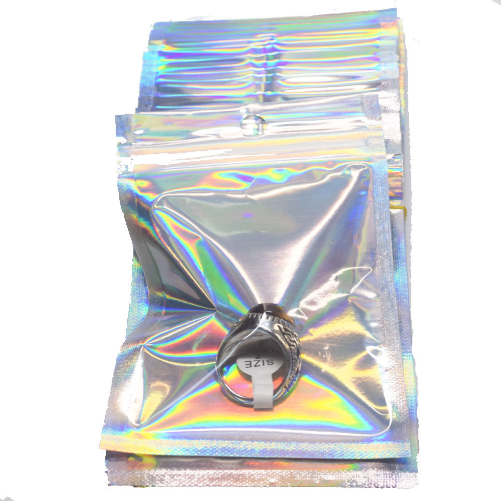 plastic holographic color mini reusable zip lock bag resealable bags for jewelry packing rich sizes 100pcs pack