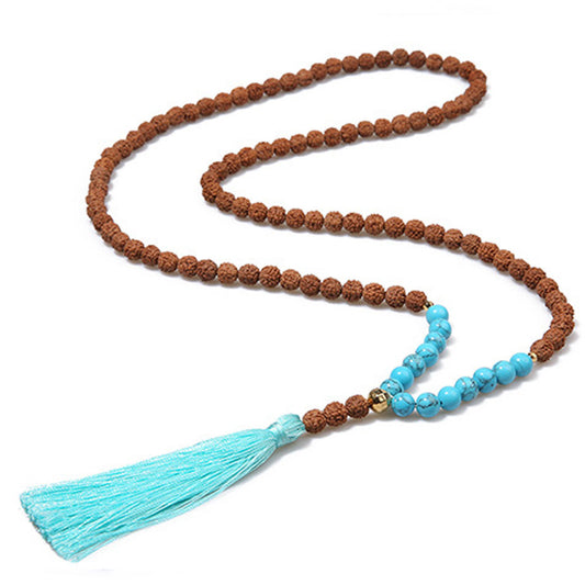 pure handmade natural gem-stone beads and Rudraksha tibetan buddhist mala beads 108 prayer necklace