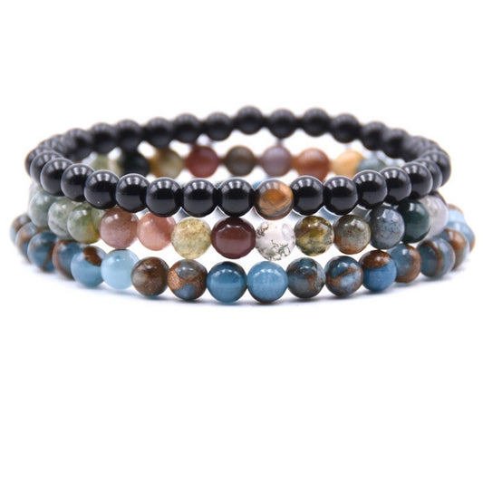 Natural Gem Stone Beaded stackable bracelet Bracelet Fashion Design Handmade 3pcs a Set