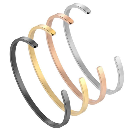 high polish 4mm wide Open metal cuff bracelet stainless steel blanks jewelry
