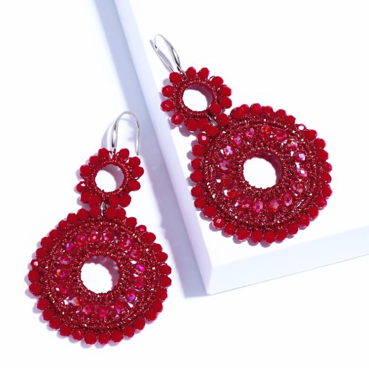 Lady simple design seed beads hand-made bohemian beach style fashion earring