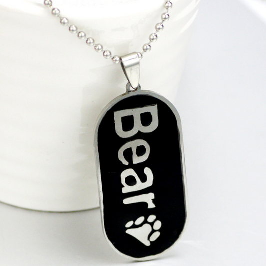 wholesale gay pride bear claw pendant necklace black color beads chain stainless steel
