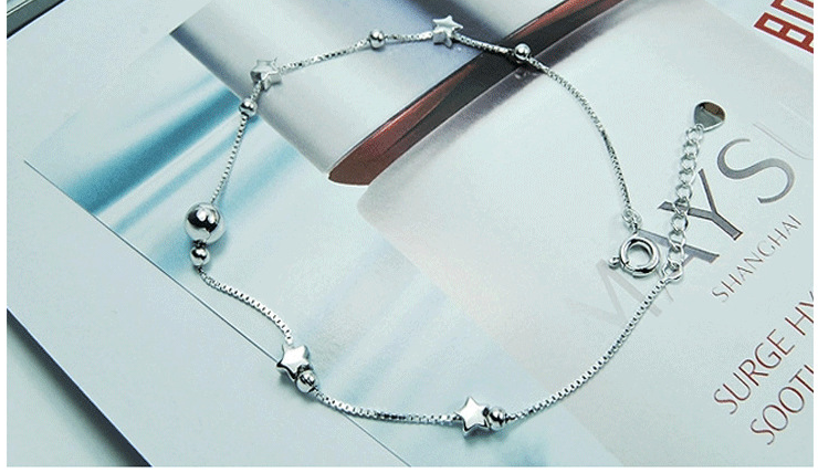 ladies women fashion high quality 925 sterling silver star foot anklet jewelry
