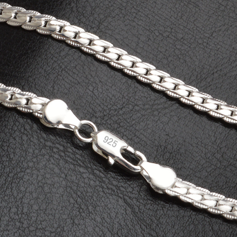 width 5MM brass alloy length 20 inches 925 STERLING SILVER plating men TRIANGLE SNAKE chain necklace