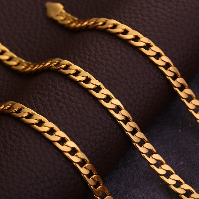 fashion gold plated 6MM wide miami cuban links chain necklace for women men chains