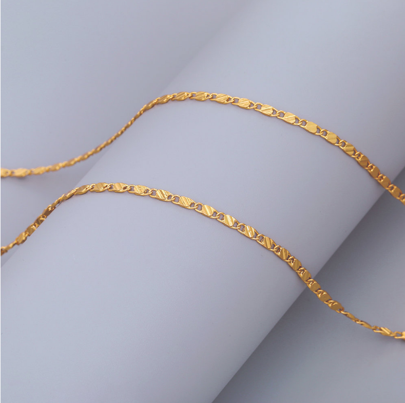 2MM Wide flat link chain chain necklace gold plated