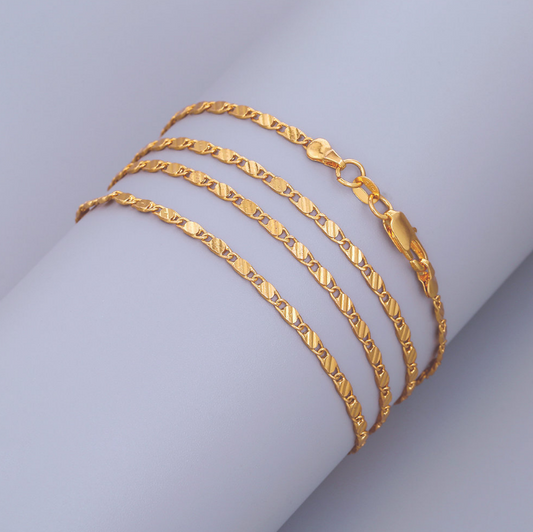 2MM Wide flat link chain chain necklace gold plated