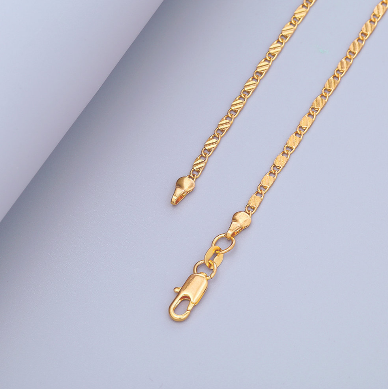2MM Wide flat link chain chain necklace gold plated