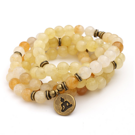 wholesale handmade natural mashan yellow jade stone beads mala 108 yoga jewelry