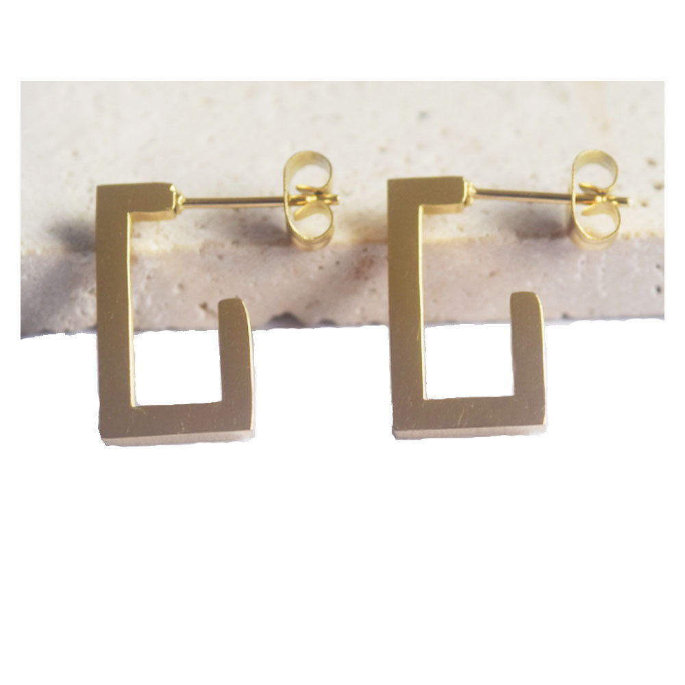 wholesale stainless steel rectangle gold plated earrings jewelry unisex for men women China manufacturer factory supplier
