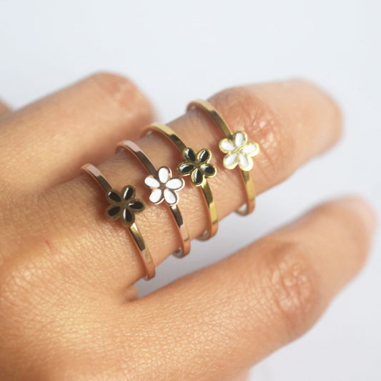 wholesale fashion stainless steel flower charm open cuff finger ring women China manufacturer Supplier factory price
