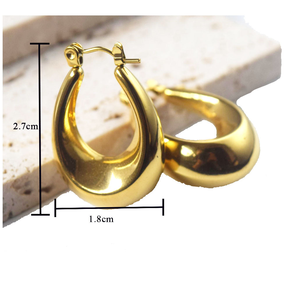 fashion stainless steel pvd 18k gold plated oval hoop pendant earring women statement earrings jewelry