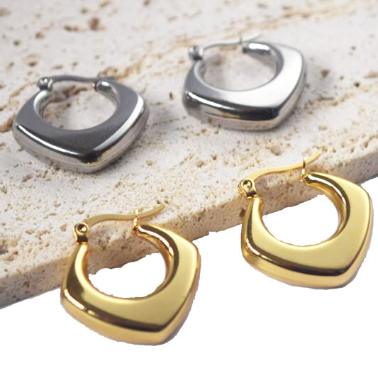 waterproof tarnish free designer inspired stainless steel gold plated chunky hoop earring jewelry women