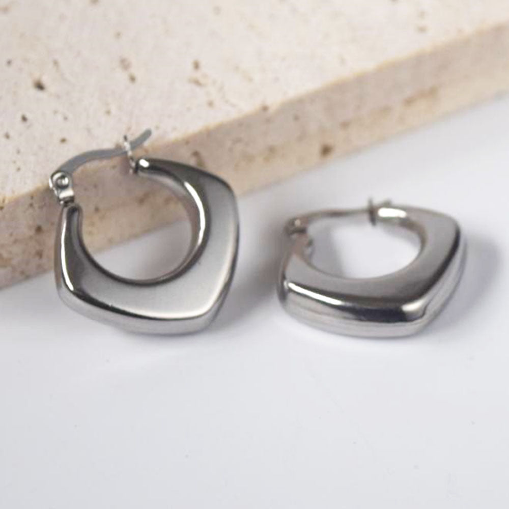 waterproof tarnish free designer inspired stainless steel gold plated chunky hoop earring jewelry women