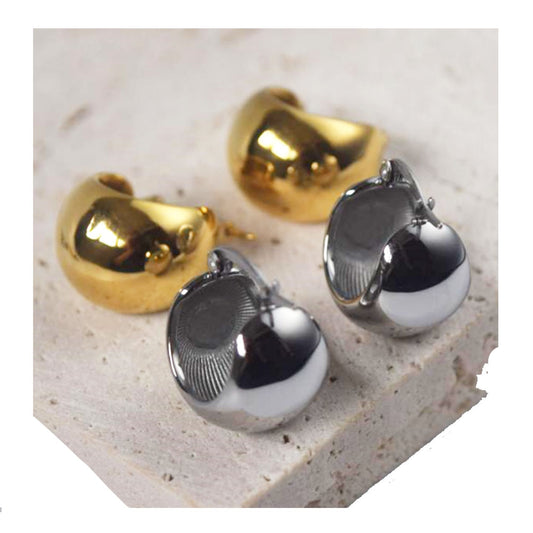 titanium stainless steel gold plate dainty tiny thick chunky huggies hoop earring jewelry earrings for women