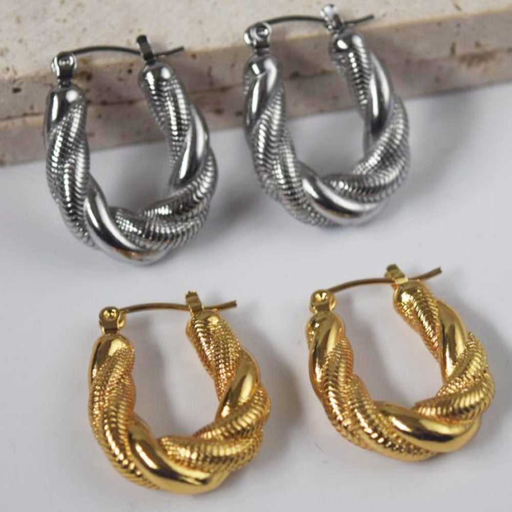 wholesale stainless steel u hoop twist gold earrings jewelry earring for women China manufacturer factory supplier