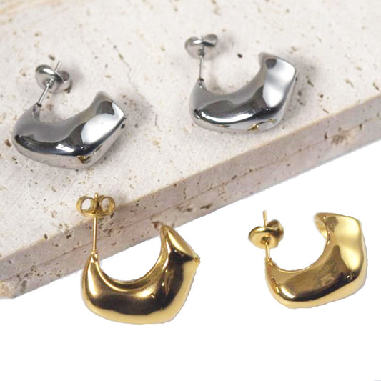 wholesale designer inspired non tarnish waterproof titanium stainless steel 18k gold plated jewelry earrings women