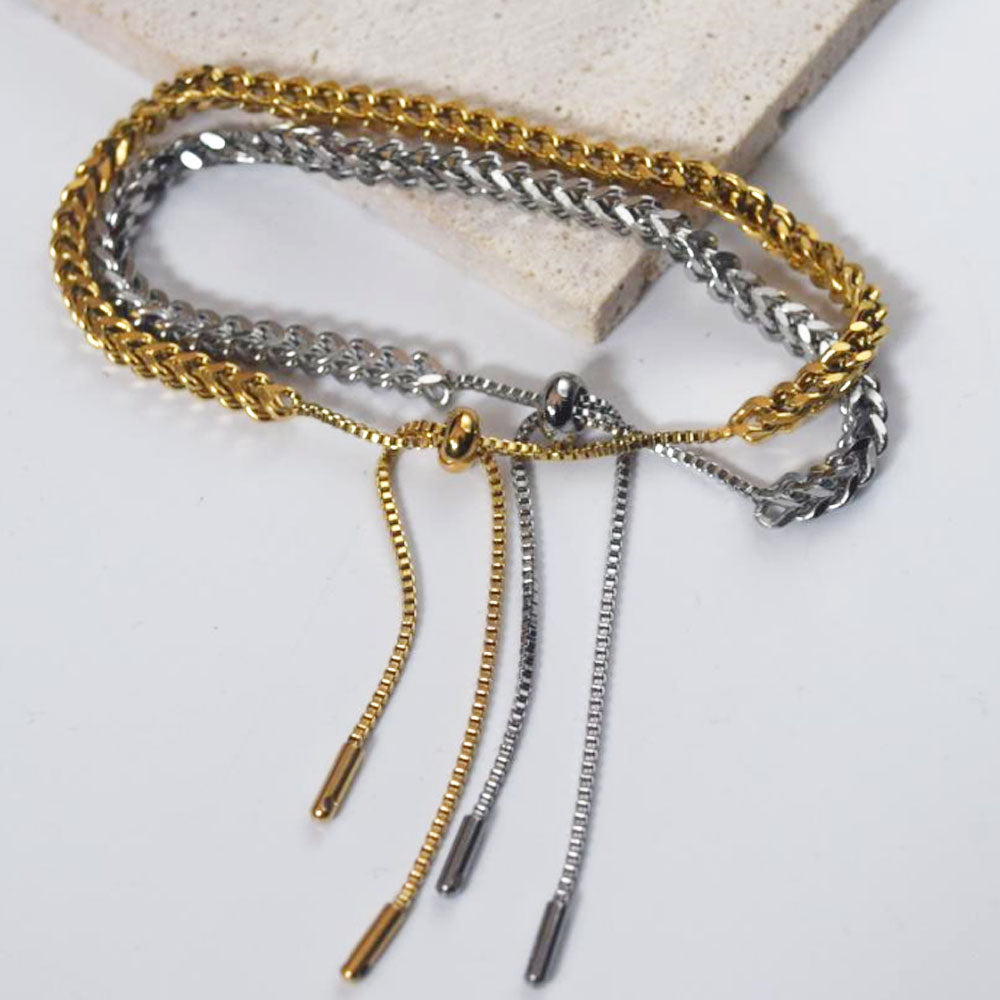 fashion trendy stainless steel chunky wheat cob chain bracelet jewelry gold and steel color
