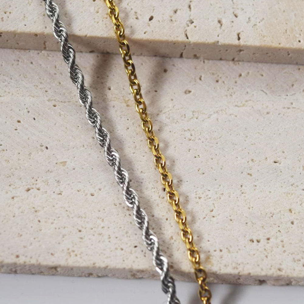 fashion chic stainless steel half gold half silver chain necklace twist and cuban chain jewelry OT clasp unisex women and men