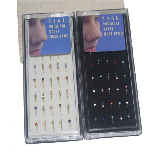women stainless Steel 8mm inner diameter 0.5mm thick 40pcs pack face nose ring hoop with zircon 1.8mm charm bead 1.8mm jewelry