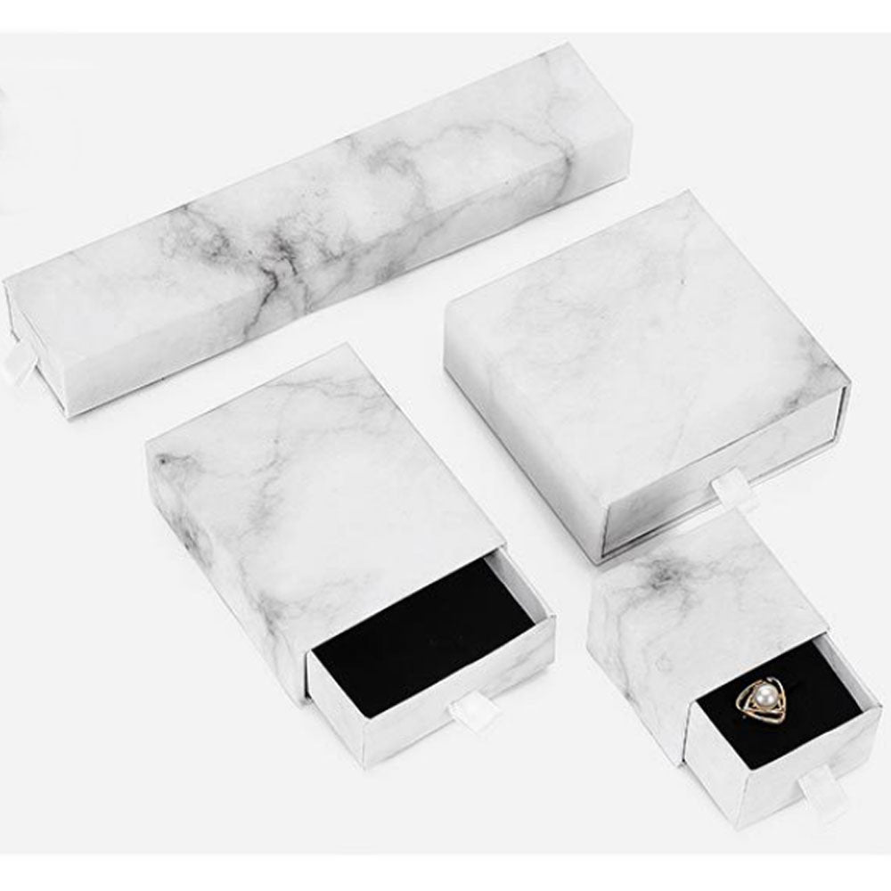 custom logo available brown black white pink marble blue kraft paper slide drawer gift packaging box for earring necklace bracelet jewelry