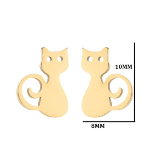 bulk tiny cat charm stainless steel stud earrings jewelry earring women