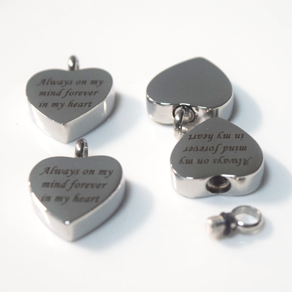 Stainless steel memory necklace heart pendant locket with engraving words chain not included pendant only