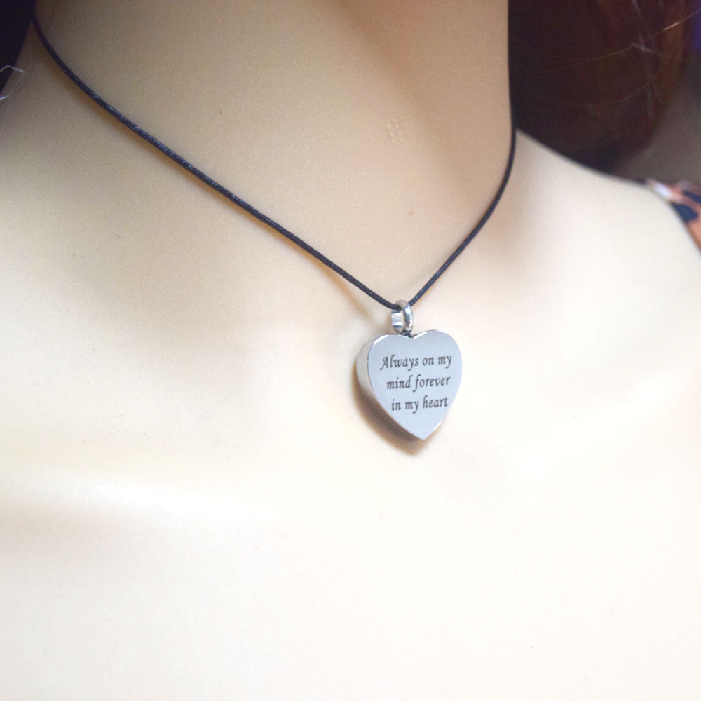 Stainless steel memory necklace heart pendant locket with engraving words chain not included pendant only