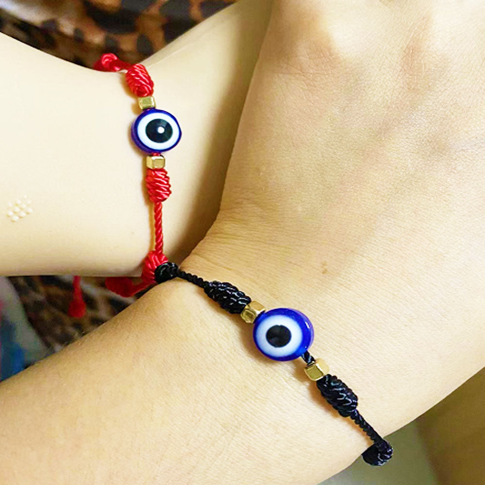 handmade adjustable black red rope string boho good luck turkish devil eye charm bead bracelet jewelry
