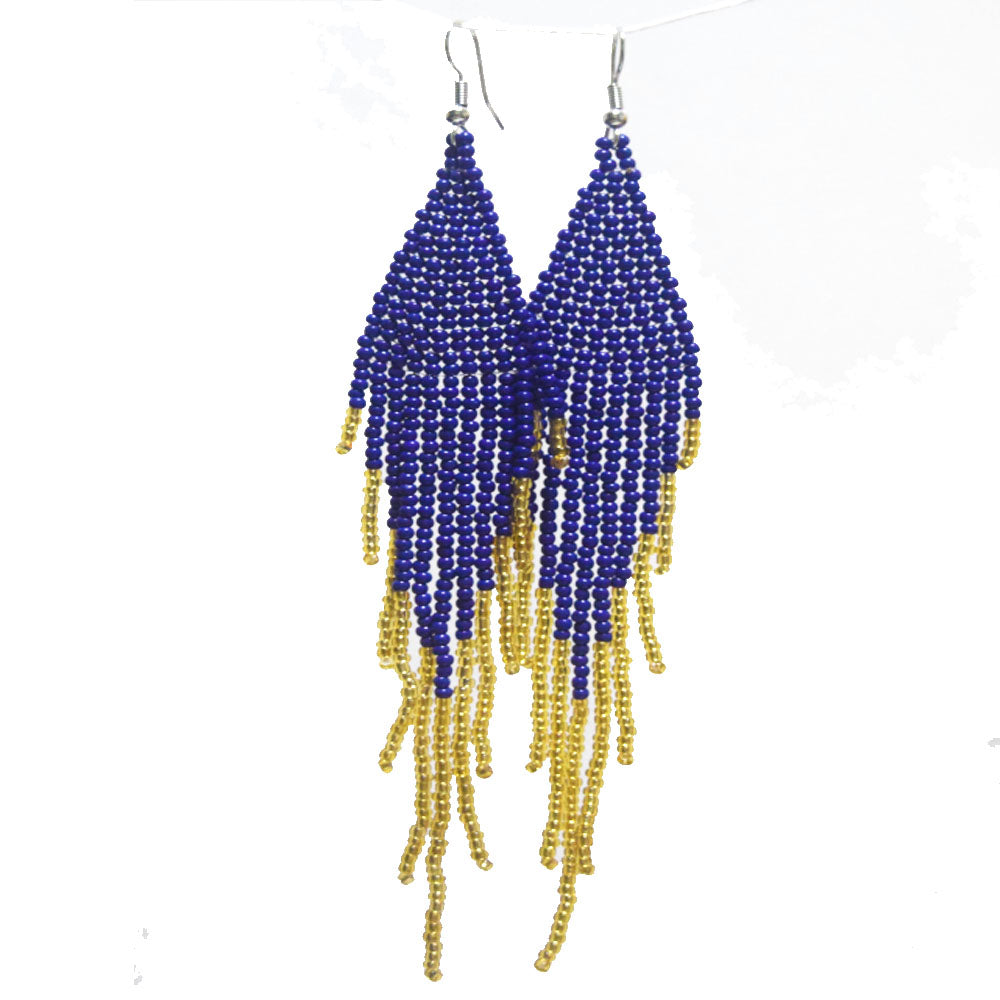 wholesale beads beaded red extra long tassel fringe boho glass seed bead drop dangle earrings for women colorful jewelry