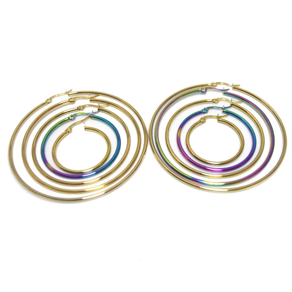 non tarnish stainless steel hoop dangle earring rich colors sizes support diy beaded beads fringe loop hoops etc women earrings