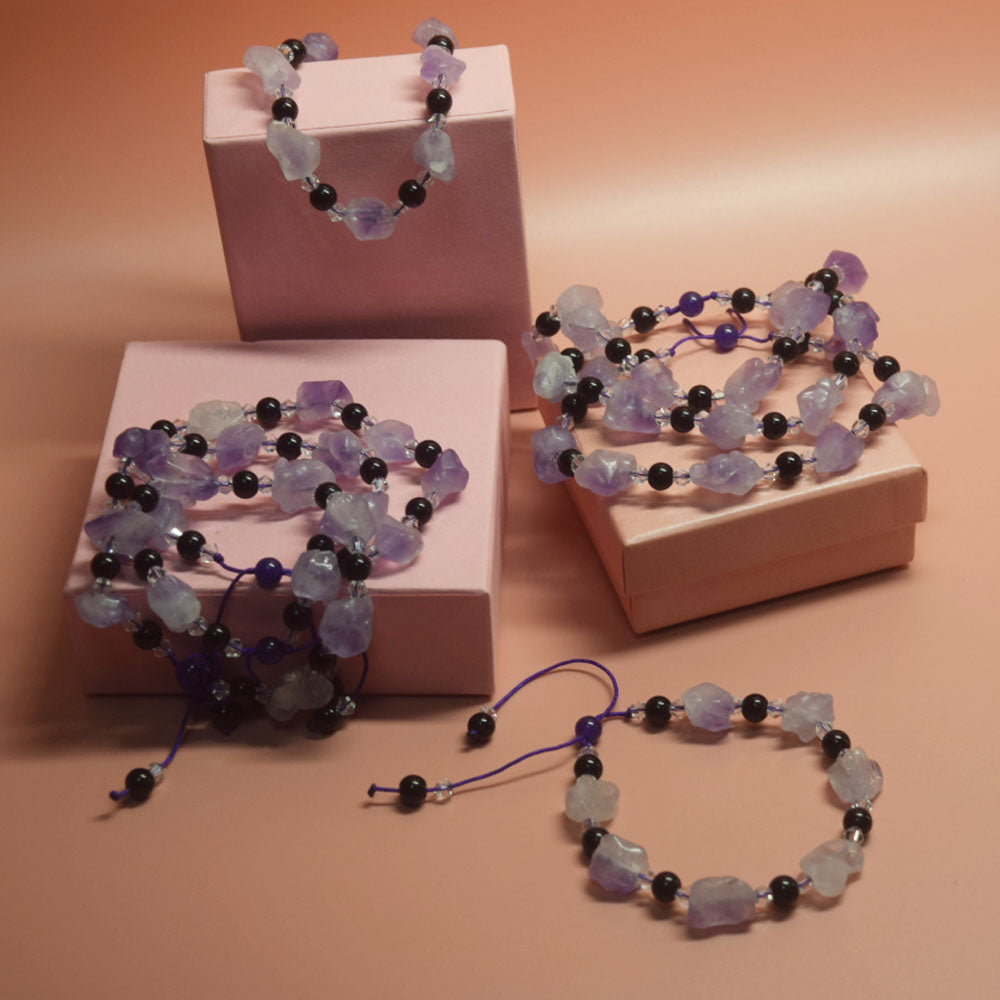 natural healing purple irregular raw amethyst crystal stone bead healthy slimming adjustable bracelet women jewelry bracelets