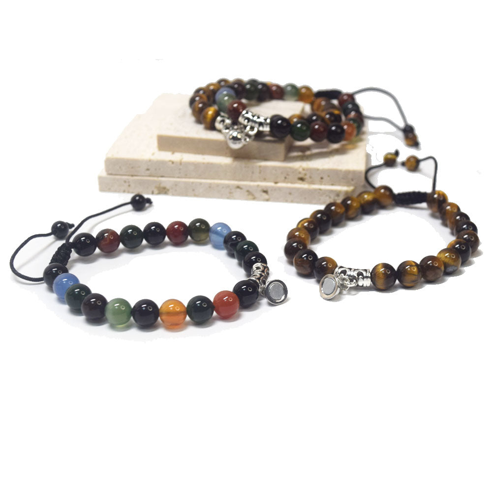 6 colors handmade stone crystal adjustable boutique valentines couple gift bracelet magnetic ball charm pendant bracelets
