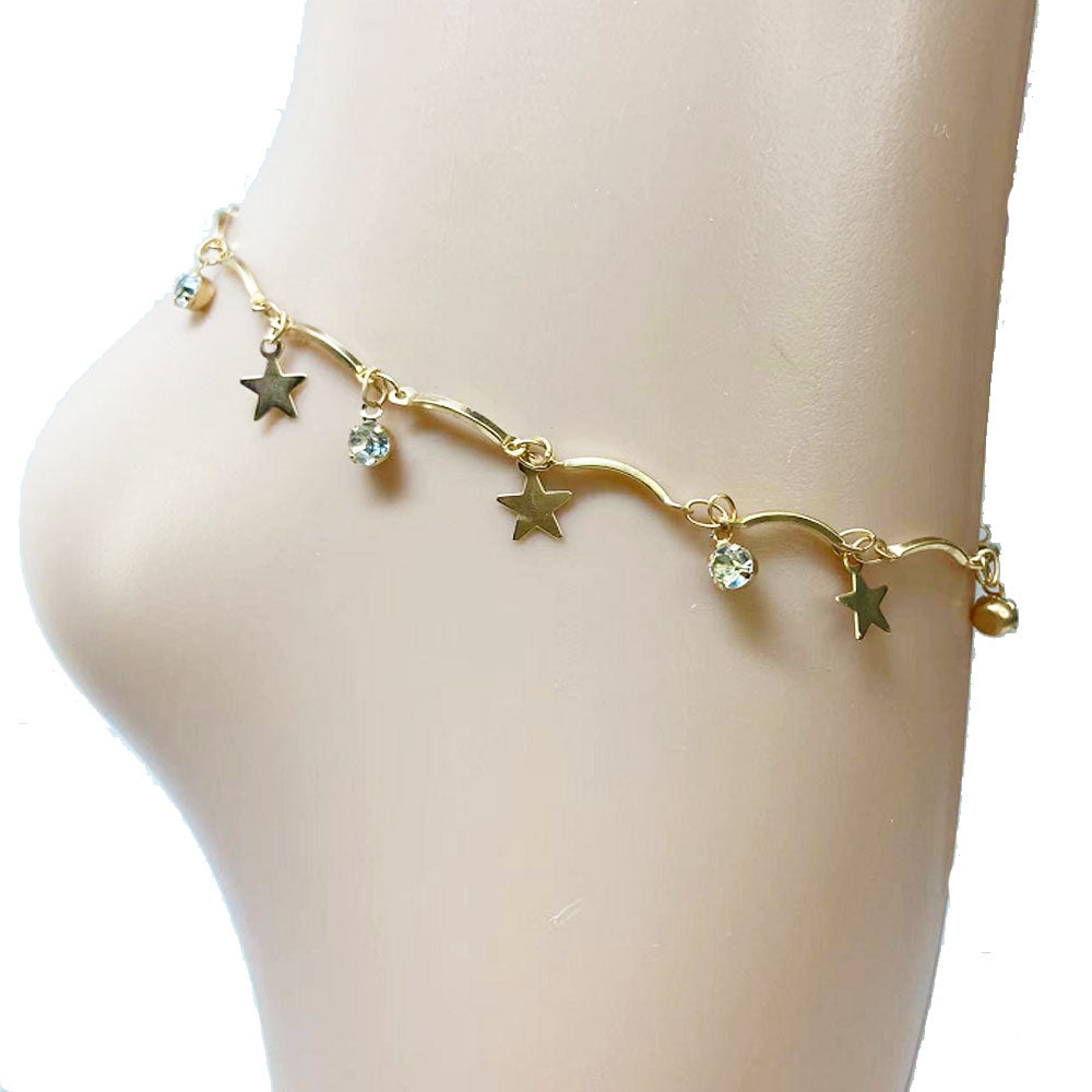 korean brass alloy butterfly star heart charm dangles anklet bling foot ankle bracelet jewelry