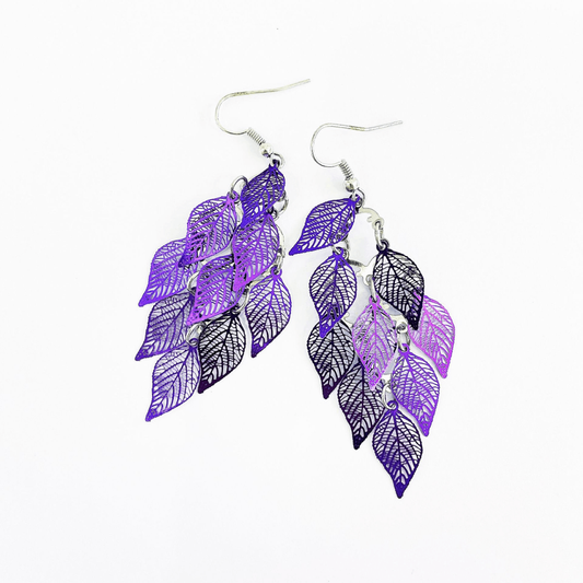 brass alloy multi colors tropical leaf earrings leaves women dangle drop earring
