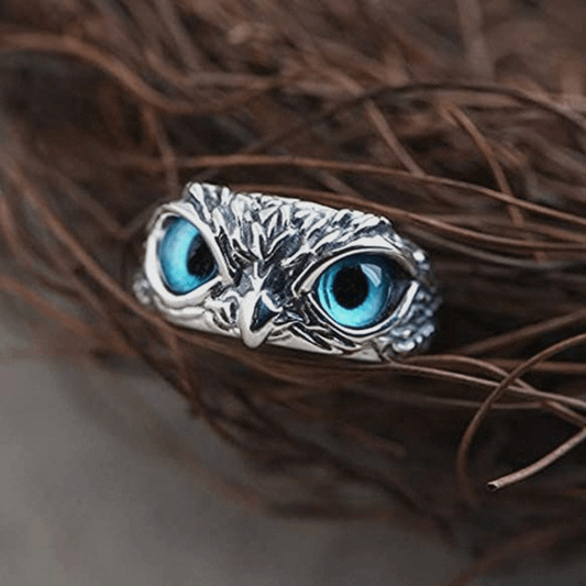 brass alloy silver owl eyes adjustable resizable finger ring rings men and women