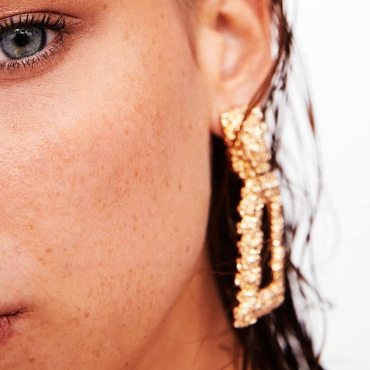 fashion bohemian big alloy gold silver plated geometric trapezoid dangle drop earrings jewelry
