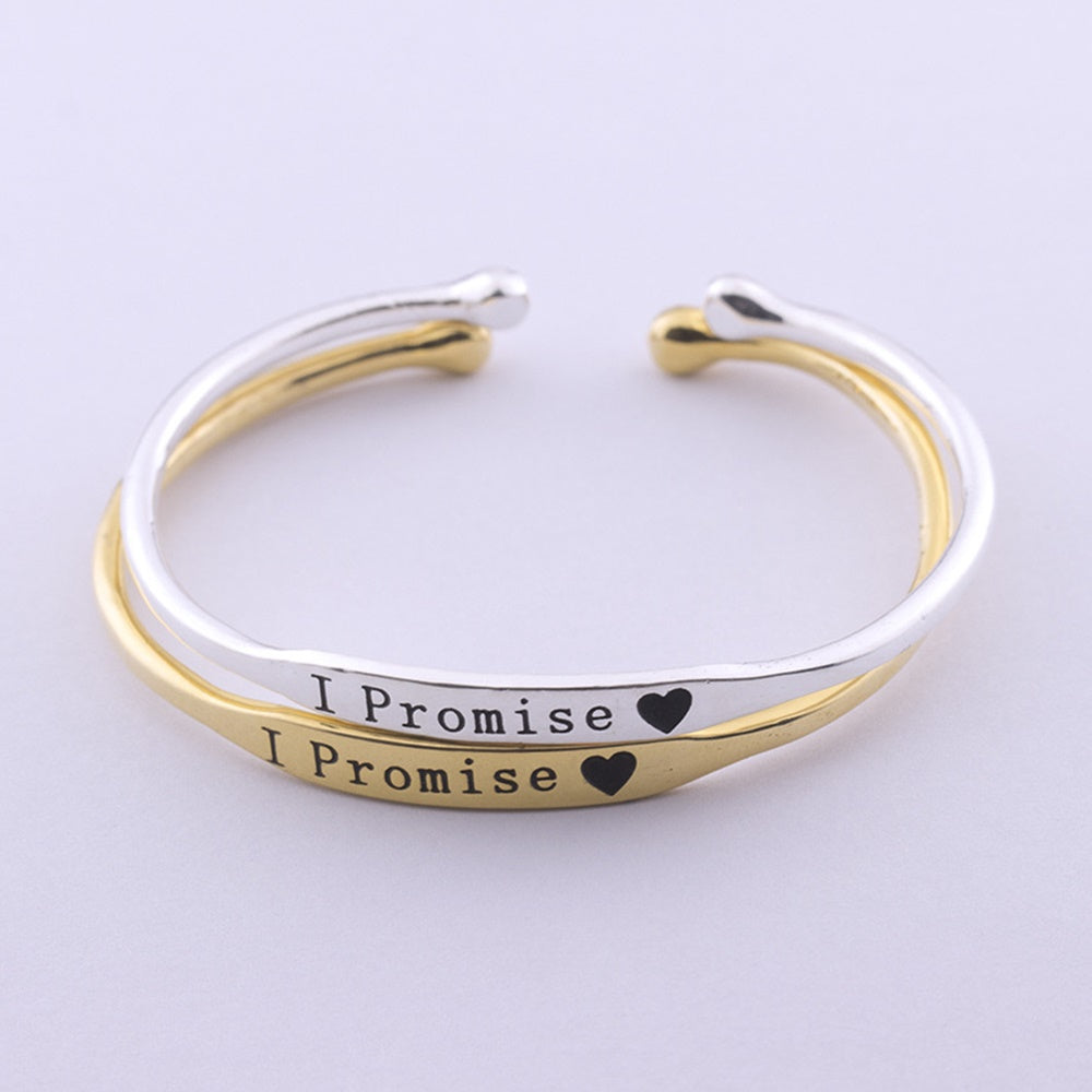 I promise engraved charm brass alloy bracelet cuff bangle women bangles and cuffs