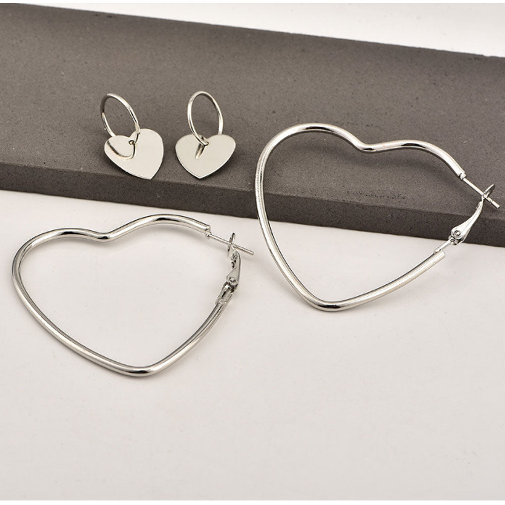 korean style earrings korean hoop heart dangle drop jewelry for women silver plated