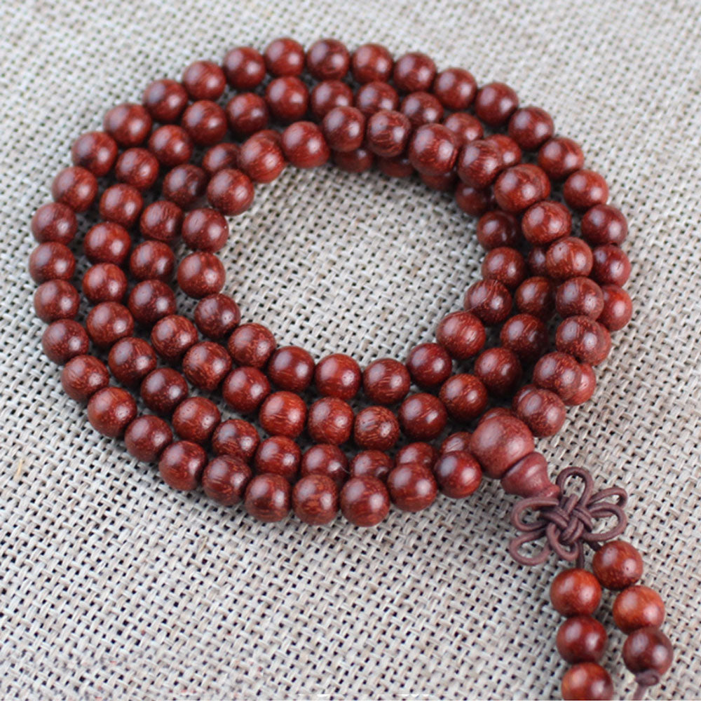 handmade red flood sandalwood bead mala bead bracelet jewelry
