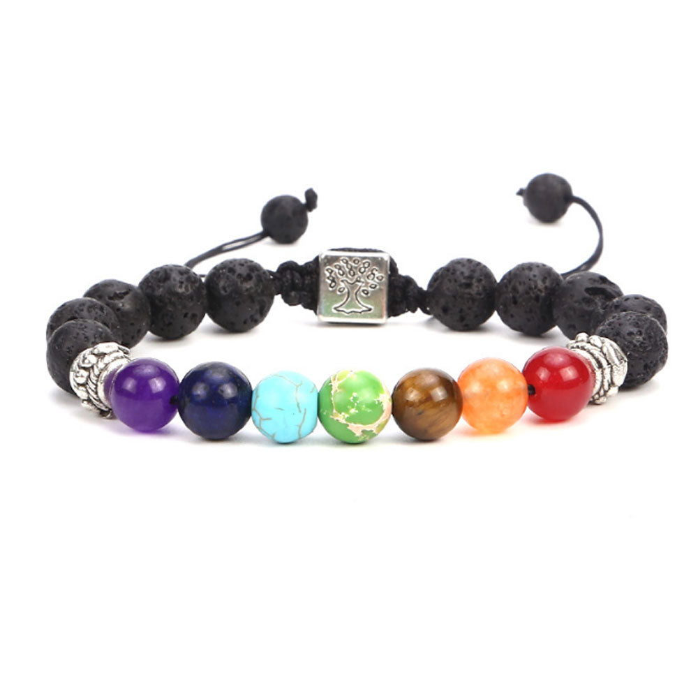 adjustable lava rock natural gem stone beads tree of life charm essential oils aromatherapy 7 chakra bracelet jewelry